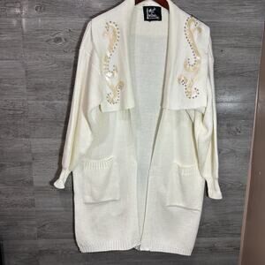 Vintage Monto por le Chois Knit Open Cardigan Sweater Duster Sz Large Oversize